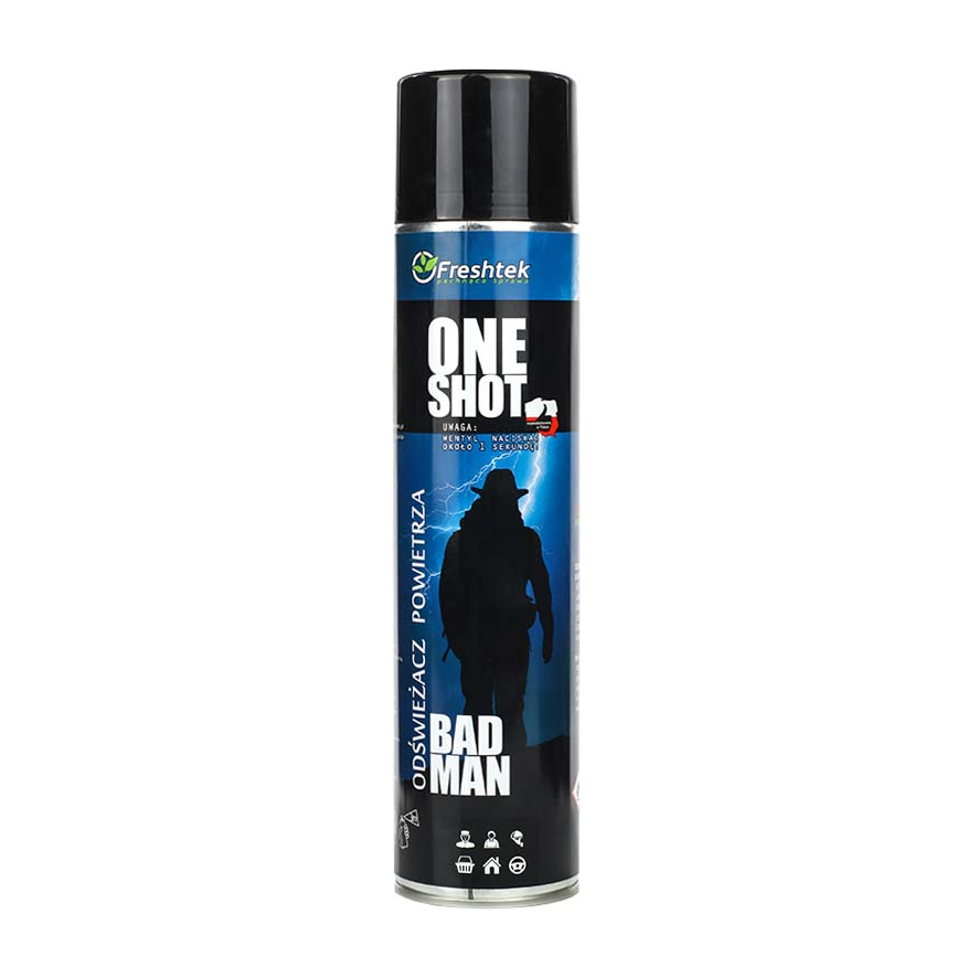 Freshtek ONE SHOT Bad Man – odświeżacz powietrza w aerozolu – 600 ml